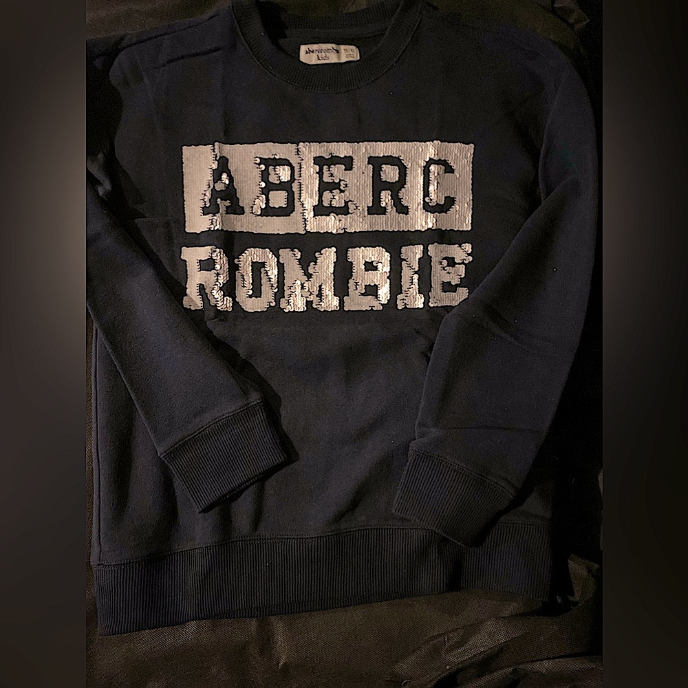Abercrombie & Fitch Kids Sequined Logo Blue Sweatshirt